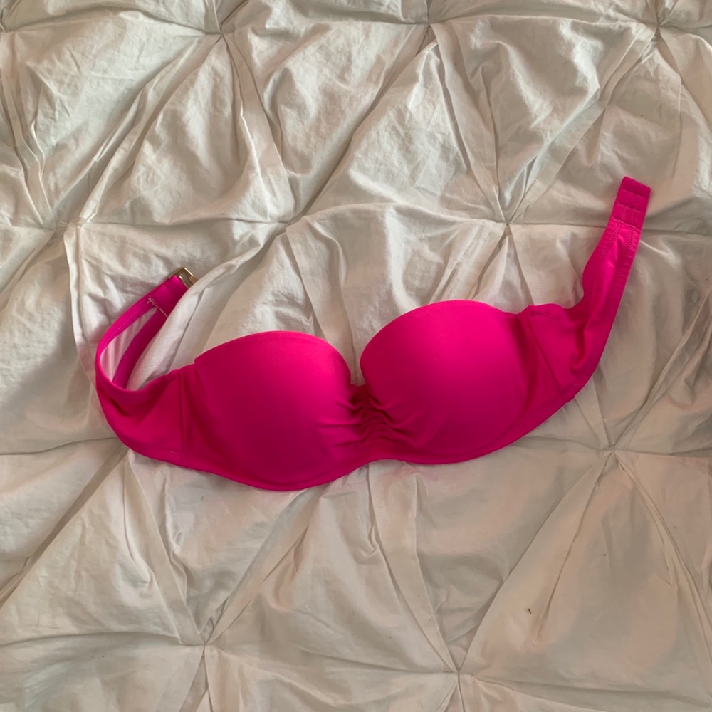 Pink strapless bikini top